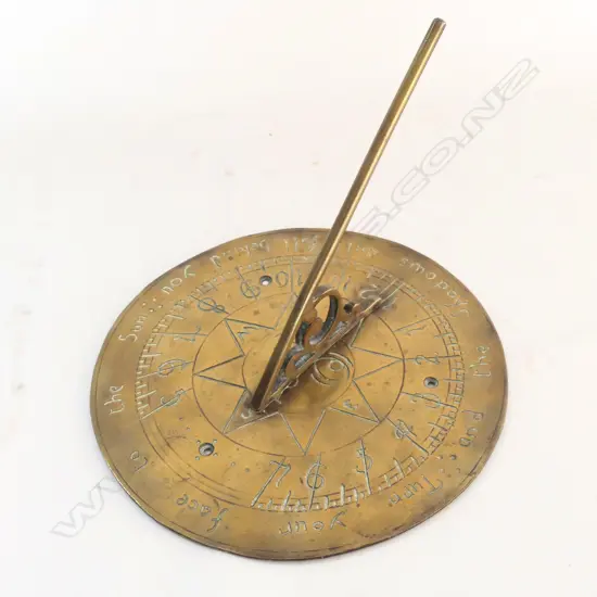 VINTAGE BRASS CIRCULAR ENGRAVED SUNDIAL, DIA. 20CM